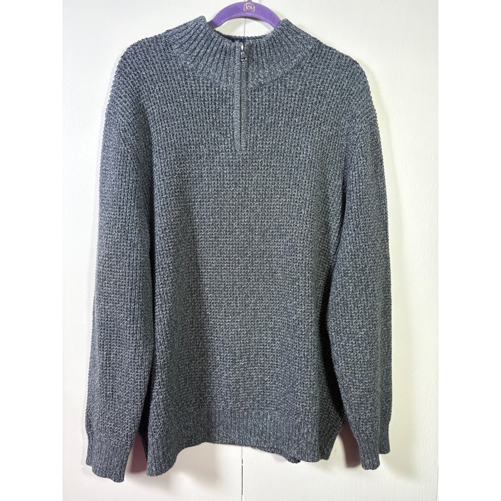 Lands End Drifter XXL 1/4 Zip Shaker Stitch Cotton Sweater Coastal Cabin Preppy